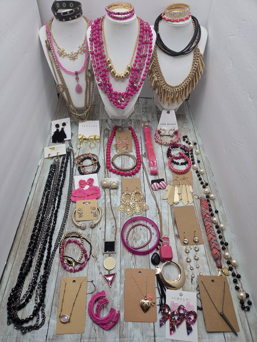 ✨ HUGE 50+pc Pink & Gold Jewelry Lot! Stella & Dot, R.J. Graziano, C1946, More!